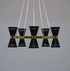 Alf Svensson Copy of Swedish Midcentury Chandelier in Brass and Metal by Alf Svensson - 2277427