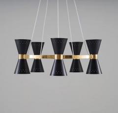 Alf Svensson Copy of Swedish Midcentury Chandelier in Brass and Metal by Alf Svensson - 2277434