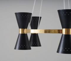 Alf Svensson Copy of Swedish Midcentury Chandelier in Brass and Metal by Alf Svensson - 2277440