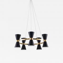 Alf Svensson Copy of Swedish Midcentury Chandelier in Brass and Metal by Alf Svensson - 2278869