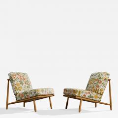 Alf Svensson Lounge Chairs with Beech and Fabric Sweden 1960s - 4767843