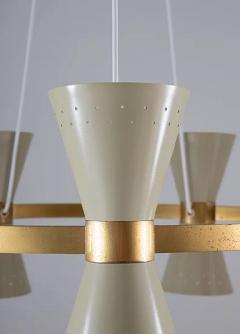 Alf Svensson Swedish Midcentury Chandelier in Brass and Metal by Alf Svensson for Bergboms - 2206788