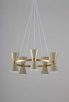 Alf Svensson Swedish Midcentury Chandelier in Brass and Metal by Alf Svensson for Bergboms - 2206789