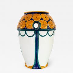 Alf Wallander ALF WALLANDER RORSTRAND VASE WITH ORANGE FLOWERS ON BLUE - 813114