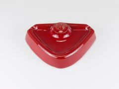 Alfa Romeo Red Ceramic Ashtray Relief Logo CNF Nicola Fasano Italy 1970s - 4722483