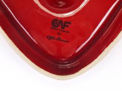 Alfa Romeo Red Ceramic Ashtray Relief Logo CNF Nicola Fasano Italy 1970s - 4722508