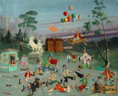 Alfano Dardari Surrealist Clowns Painting Oil on Canvas - 2139215