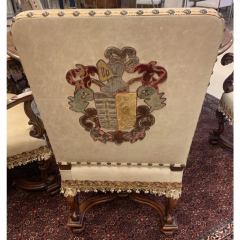 Alfonso Marina 18th C Style Ebanista Spanish Colonial Dining Chair W Leather Armorial Crest - 2850149