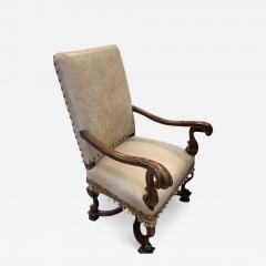 Alfonso Marina 18th C Style Ebanista Spanish Colonial Dining Chair W Leather Armorial Crest - 2854030