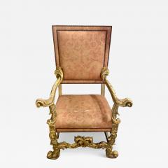 Alfonso Marina 18th C Style Ebanista Spanish Colonial Giltwood Throne Chair - 2857704