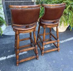 Alfonso Marina Alfonso Marina Ebanista Spanish Colonial Leather Bar Stools a Pair - 1859304