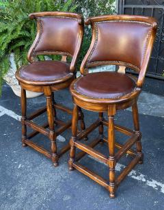 Alfonso Marina Alfonso Marina Ebanista Spanish Colonial Leather Bar Stools a Pair - 1859310