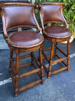 Alfonso Marina Alfonso Marina Ebanista Spanish Colonial Leather Bar Stools a Pair - 1859311