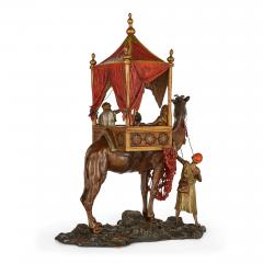 Alfonzo Titze Large Viennese cold painted patinated bronze Orientalist lamp by Titze - 3239666