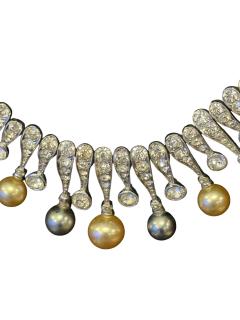 Alfred Boucher ART DECO COSTUME SOUTH SEA PEARL PEARL RHINESTONE RADIATING NECKLACE - 4743428