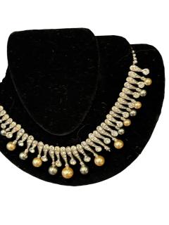 Alfred Boucher ART DECO COSTUME SOUTH SEA PEARL PEARL RHINESTONE RADIATING NECKLACE - 4743429