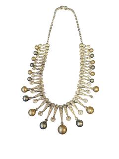 Alfred Boucher ART DECO COSTUME SOUTH SEA PEARL PEARL RHINESTONE RADIATING NECKLACE - 4758317