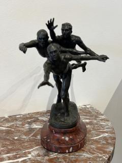 Alfred Boucher Au But To the Goal Alfred Boucher Bronze Group of Three Runners - 4779004