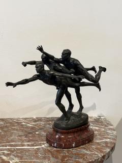 Alfred Boucher Au But To the Goal Alfred Boucher Bronze Group of Three Runners - 4779005