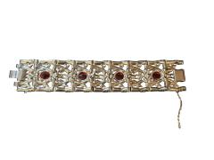 Alfred Boucher STUNNING ART DECO RUBY GLASS CABOCHON RHINESTONE FUR CLIP MATCHING BRACELET - 4743433