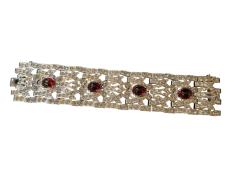 Alfred Boucher STUNNING ART DECO RUBY GLASS CABOCHON RHINESTONE FUR CLIP MATCHING BRACELET - 4743434