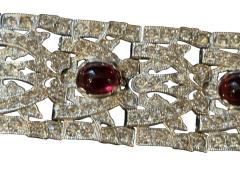 Alfred Boucher STUNNING ART DECO RUBY GLASS CABOCHON RHINESTONE FUR CLIP MATCHING BRACELET - 4743435