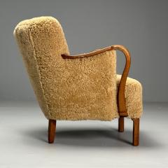 Alfred Christensen Alfred Christensen Danish Mid Century Modern Lounge Chairs Sheepskin Oak - 3697606