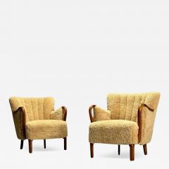 Alfred Christensen Alfred Christensen Danish Mid Century Modern Lounge Chairs Sheepskin Oak - 3699243