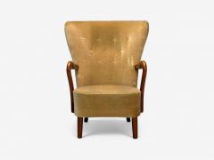 Alfred Christensen Alfred Christensen Danish Modern Mohair Beech Lounge Chair Denmark 1940s - 4219099