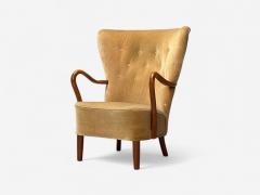 Alfred Christensen Alfred Christensen Danish Modern Mohair Beech Lounge Chair Denmark 1940s - 4219100