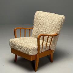 Alfred Christensen Alfred Christensen Style Danish Mid Century Modern Arm Chair Shearling Elm - 3497561