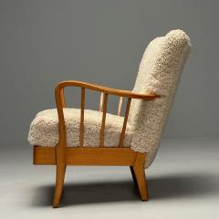 Alfred Christensen Alfred Christensen Style Danish Mid Century Modern Arm Chair Shearling Elm - 3497565