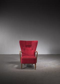 Alfred Christensen Alfred Christensen lounge chair with red upholstery - 3061718