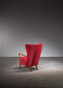 Alfred Christensen Alfred Christensen lounge chair with red upholstery - 3061719