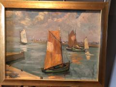 Alfred Genasi Post Impressionist oil of Sailboats in Brittany - 1195298