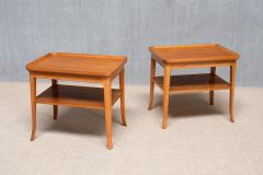 Alfred Kvarnholt Pair of Alfred Kvarnholt Side Tables in Pearwood and Walnut Sweden 1940s - 4276857