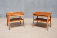Alfred Kvarnholt Pair of Alfred Kvarnholt Side Tables in Pearwood and Walnut Sweden 1940s - 4276858