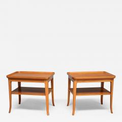 Alfred Kvarnholt Pair of Alfred Kvarnholt Side Tables in Pearwood and Walnut Sweden 1940s - 4277040