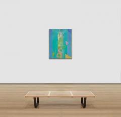 Alfredo Aya Juego de Vitrales Abstract Painting in Blue Pastel Colors Geometric Shapes - 3824582