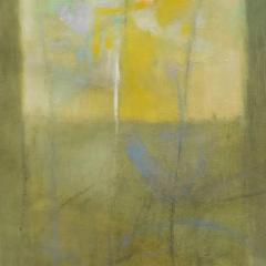 Alfredo Aya Vitrales Amarillo 4 Abstract Oil Painting with Green and Yellow Colors - 3816800