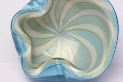 Alfredo Barbini Alfredo Barbini Blue Art Glass Bowl with Gold Fleck Italy 1960 - 4579675