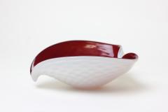 Alfredo Barbini Alfredo Barbini Cherry Red and White Anturium Glass Bowl 1960 Italy - 2929538