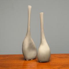 Alfredo Barbini Alfredo Barbini Italian Mid Century Modern Vases Grey Glass Italy 1970s - 3871324