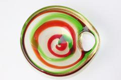 Alfredo Barbini Alfredo Barbini Murano Multicolor Gold Fleck Spiral Art Glass Bowl 1950 Italy - 3068933