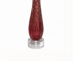 Alfredo Barbini Alfredo Barbini Style Red Murano Glass Lamp with Gold Leaf Inclusions 1950s - 4215425