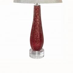 Alfredo Barbini Alfredo Barbini Style Red Murano Glass Lamp with Gold Leaf Inclusions 1950s - 4215426