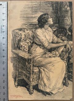 Alice Barber Mrs Charles H Stephens Stephens Attractive Young Woman Sitting in Chair and Looking Upwards in Domestic Setting - 4271790