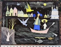 Alice and Martin Provensen Mid Century Fairy Tale Childrens Book Illustration Girl in a Boat Signed - 4707871