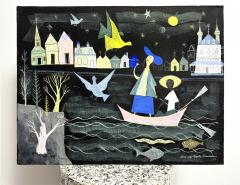 Alice and Martin Provensen Mid Century Fairy Tale Childrens Book Illustration Girl in a Boat Signed - 4707873