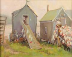 Alison Hill American Late 20th Century Fishing shacks painting  - 2254066